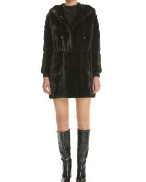 Women's Black Mink Fur Coat