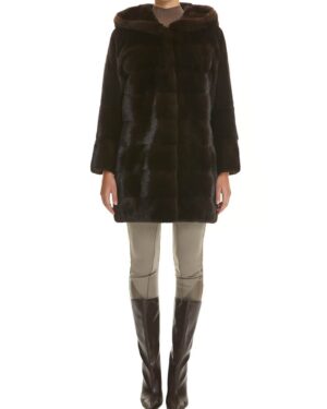 Women's Mink Fur Coat Natural Black