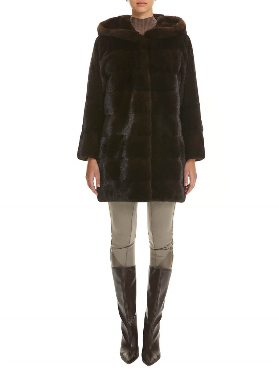 Women's Mink Fur Coat Natural Black