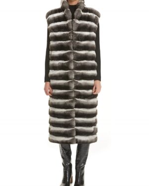 Women's Long Chinchilla Fur Vest