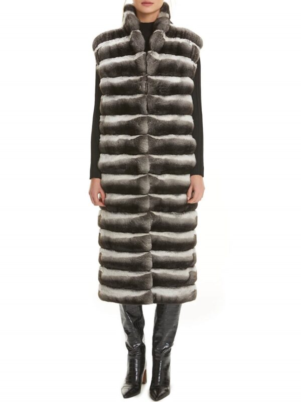 Women's Long Chinchilla Fur Vest