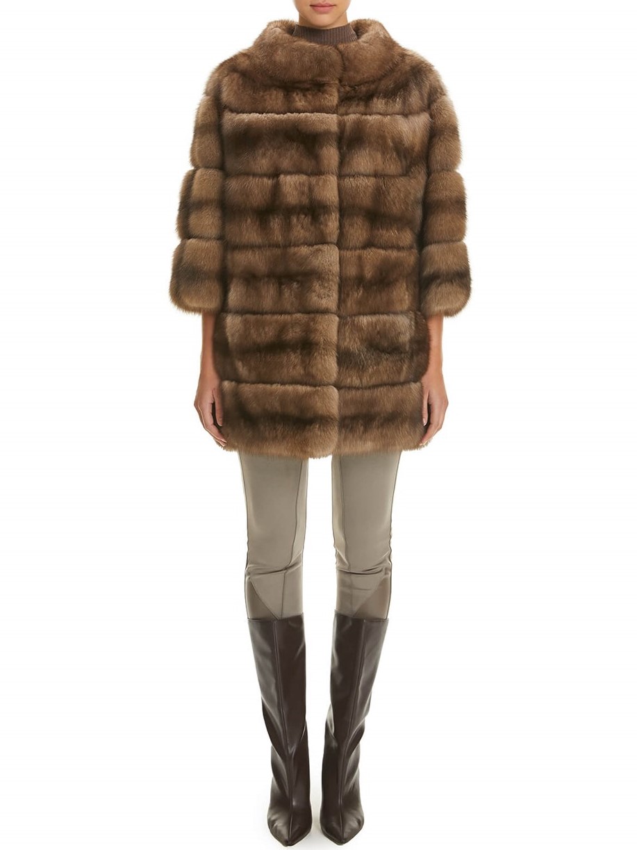 Women's Sable Fur Coat Tortora - Leather Guys