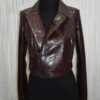 Women Burgundy Python Leather Biker Jacket