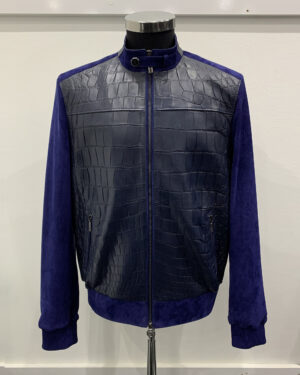 SR Genuine Crocodile Leather Blue Jacket