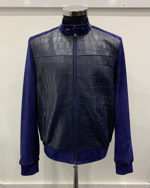 Zilli Crocodile Leather Bomber Jacket in Blue for Men