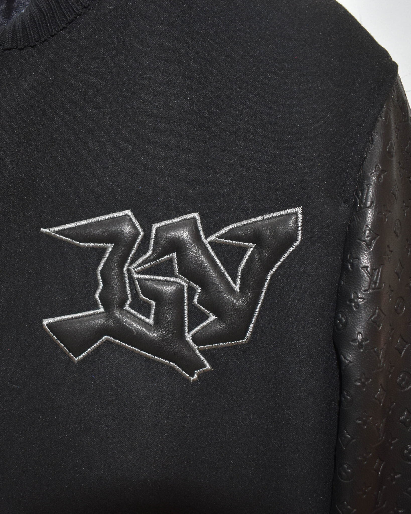 Louis Vuitton Monogram Embossed Leather And Wool Blouson Leather Guys