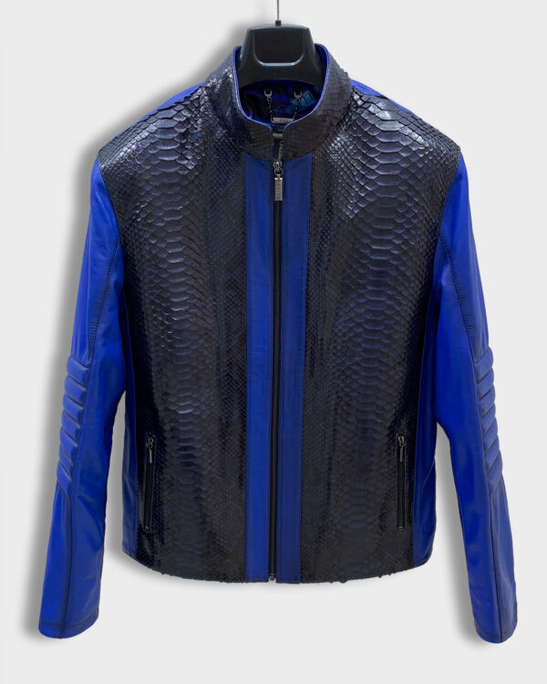 Python Leather Lambskin Blue Jacket
