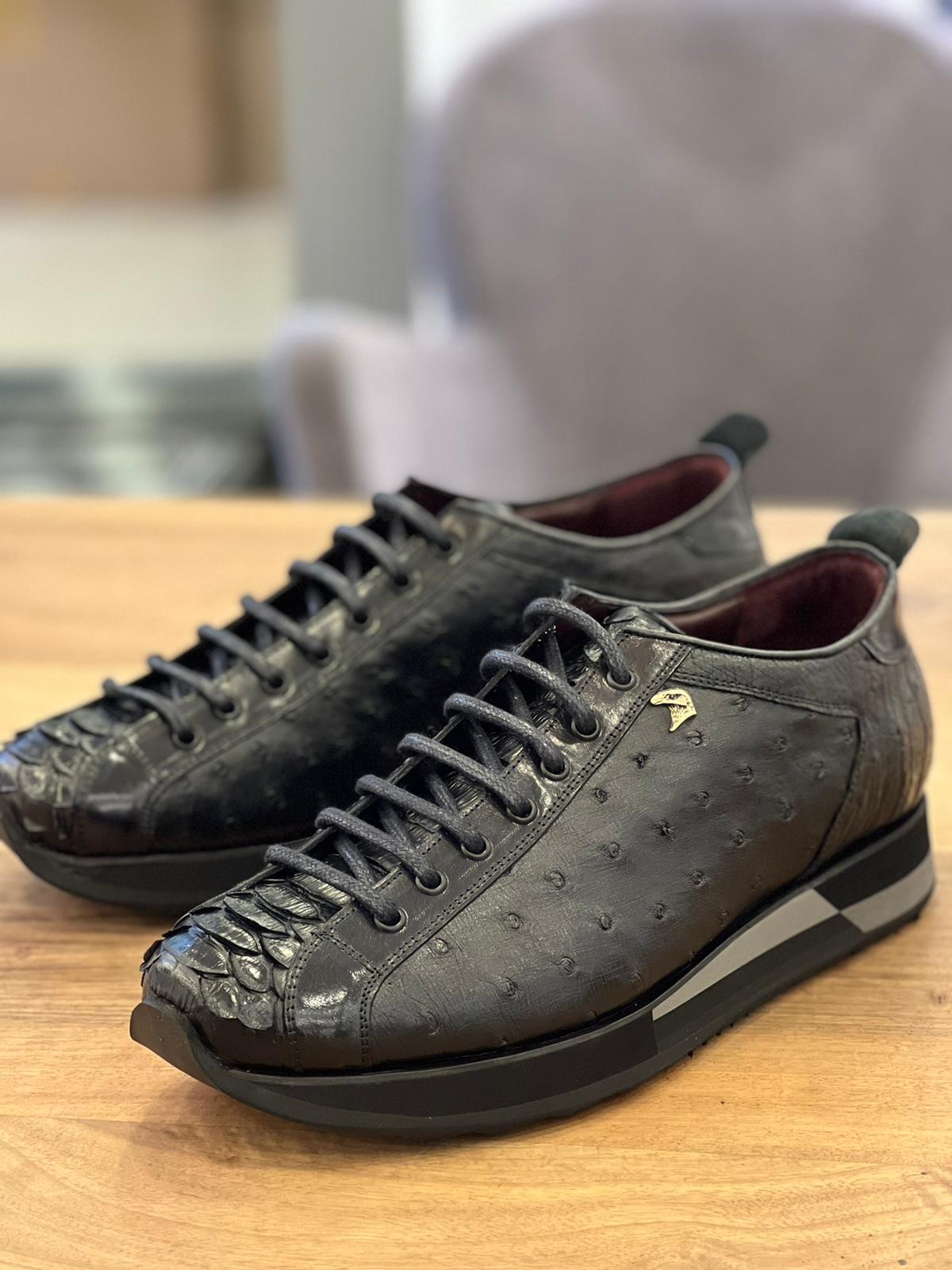 SR Ostrich Python Leather Sneakers