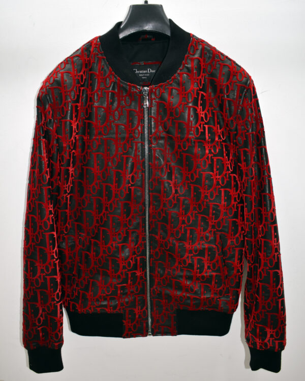 Christian Dior Black Red Leather Bomber Jacket