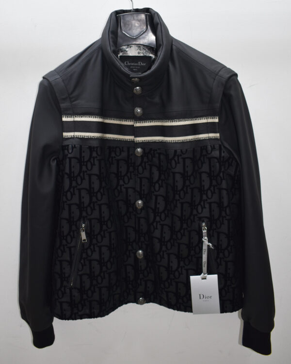 Christian Dior Removable Sleeves Black Leather Jacket