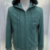 Men Green Nubuck Python Leather Hoodie Jacket