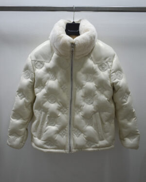 Louis Vuitton Unisex Monogram Puffer Leather Jacket With Fur