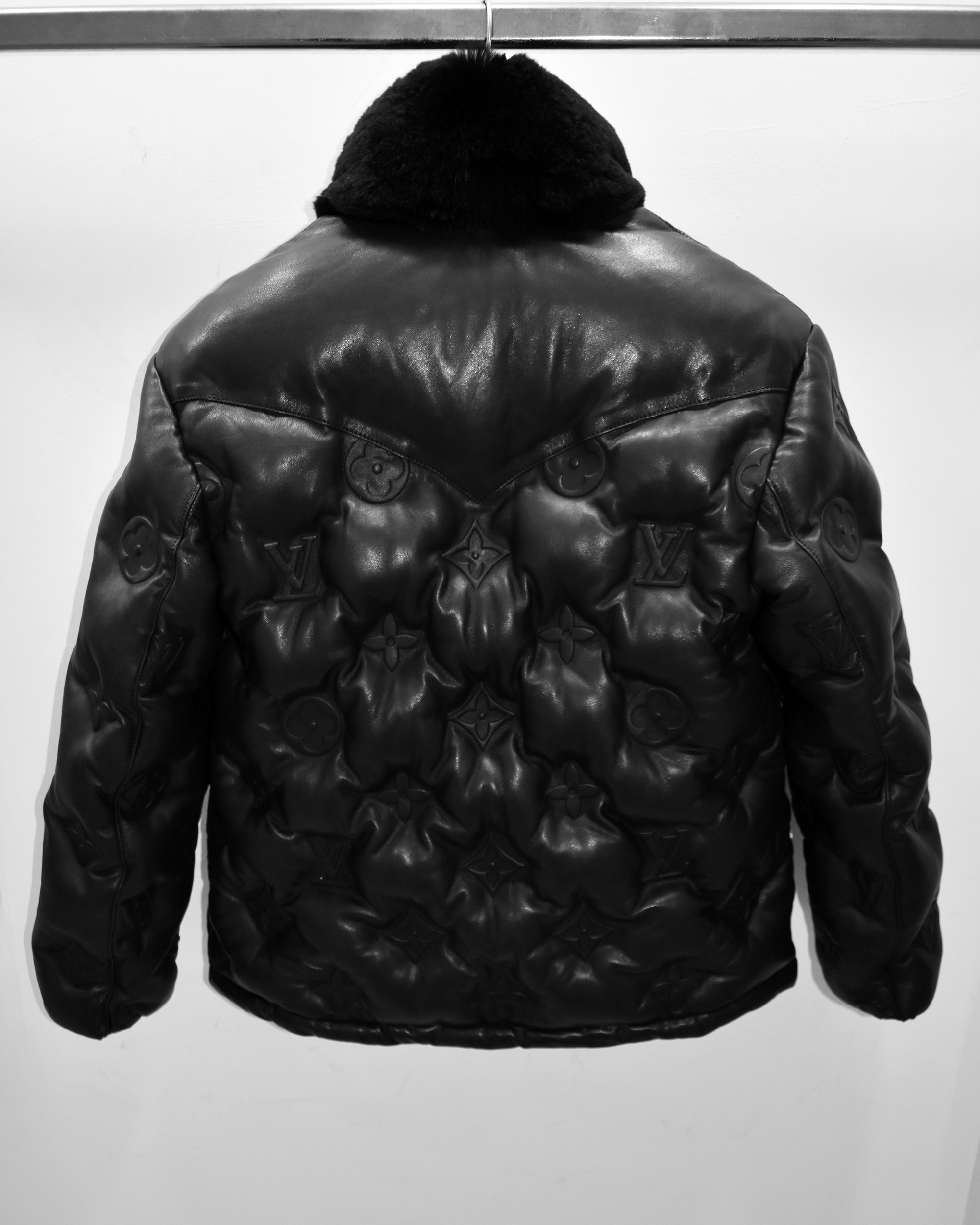 Louis Vuitton Unisex Monogram Puffer Leather Jacket With Fur - Leather Guys