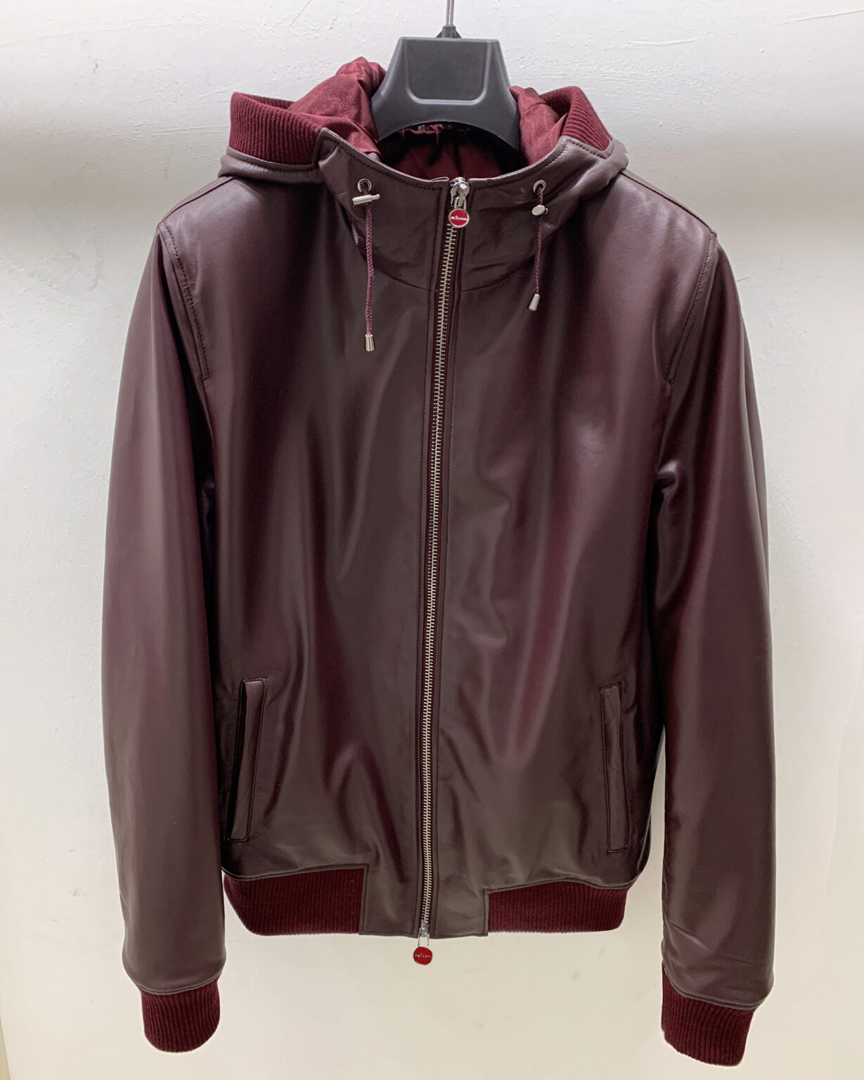 Veste En Cuir Matelassée KITON NAPOLI Pour Femme - Taille IT 46 / L - Couleur Orange & Blanc