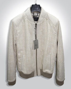 Christian Dior White Leather Bomber Jacket