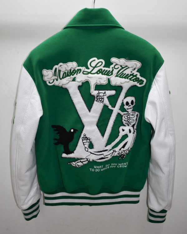 Mens Louis Vuitton Green Varsity Leather Jacket