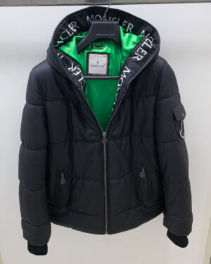 Moncler Leather Puffer Hooded Jacket