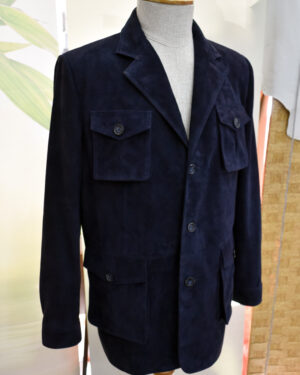 Loro Piana Navy Blue Suede Safari Jacket