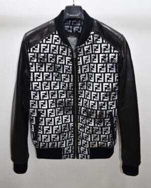 Fendi Black White Leather Jacket