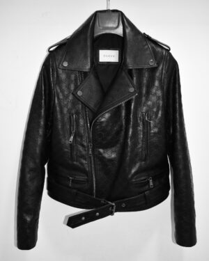 Gucci Women's Black Monogram Leather Biker Jacket
