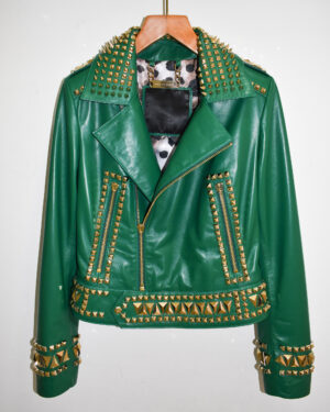 Philipp Plein Women's Studded Biker Leather Jacket