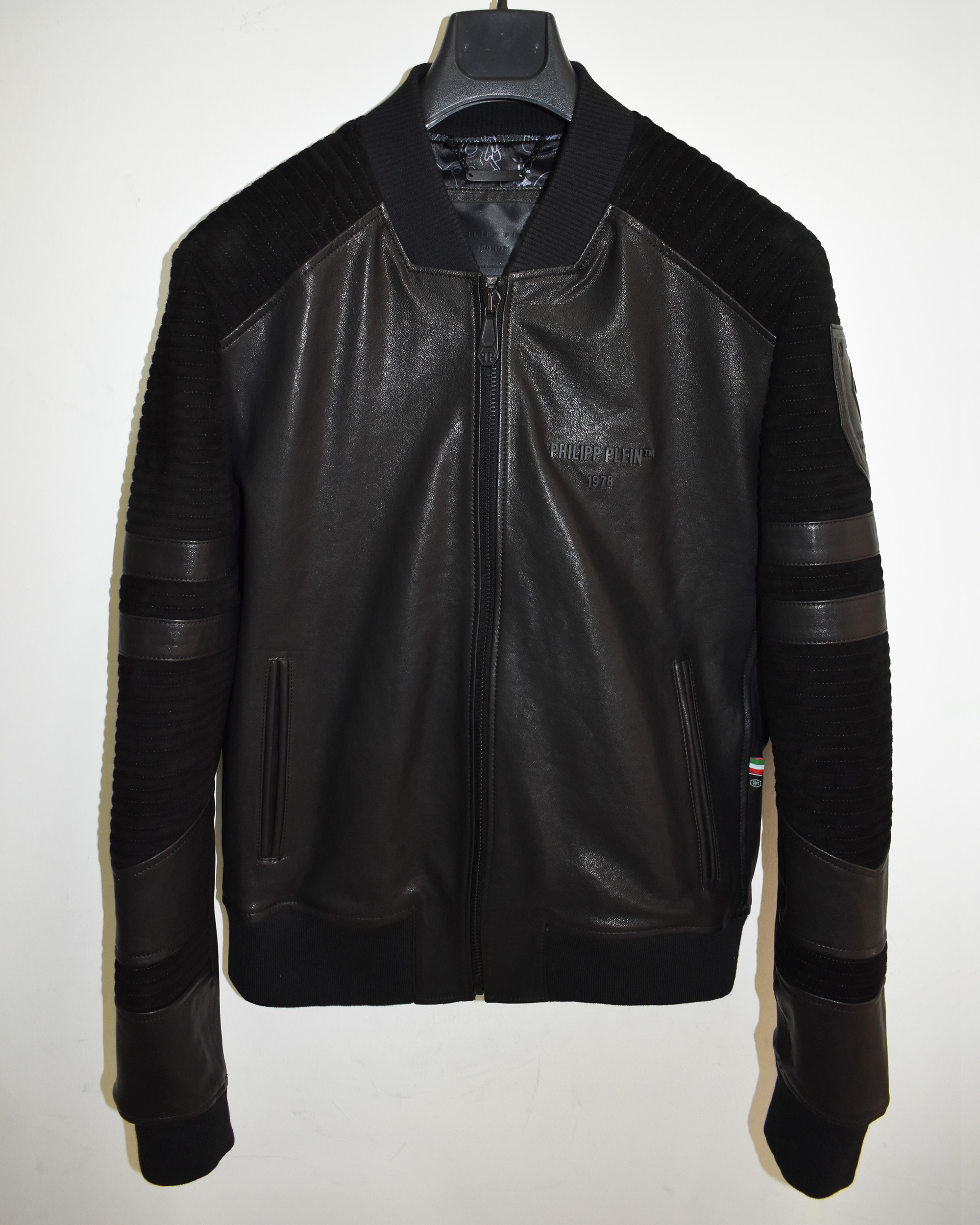 Philipp Plein Suede Trim Leather Jacket - Leather Guys: Luxury Leather ...