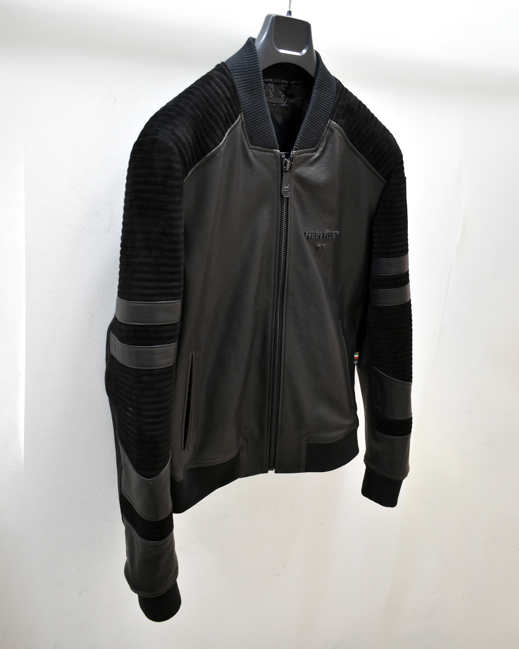 Philipp Plein Suede Trim Leather Jacket - Leather Guys: Luxury Leather ...