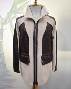 Hermes Men Fur Coat With Python Leather Trim