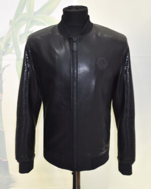 Philipp Plein Python Trim Lambskin Jacket