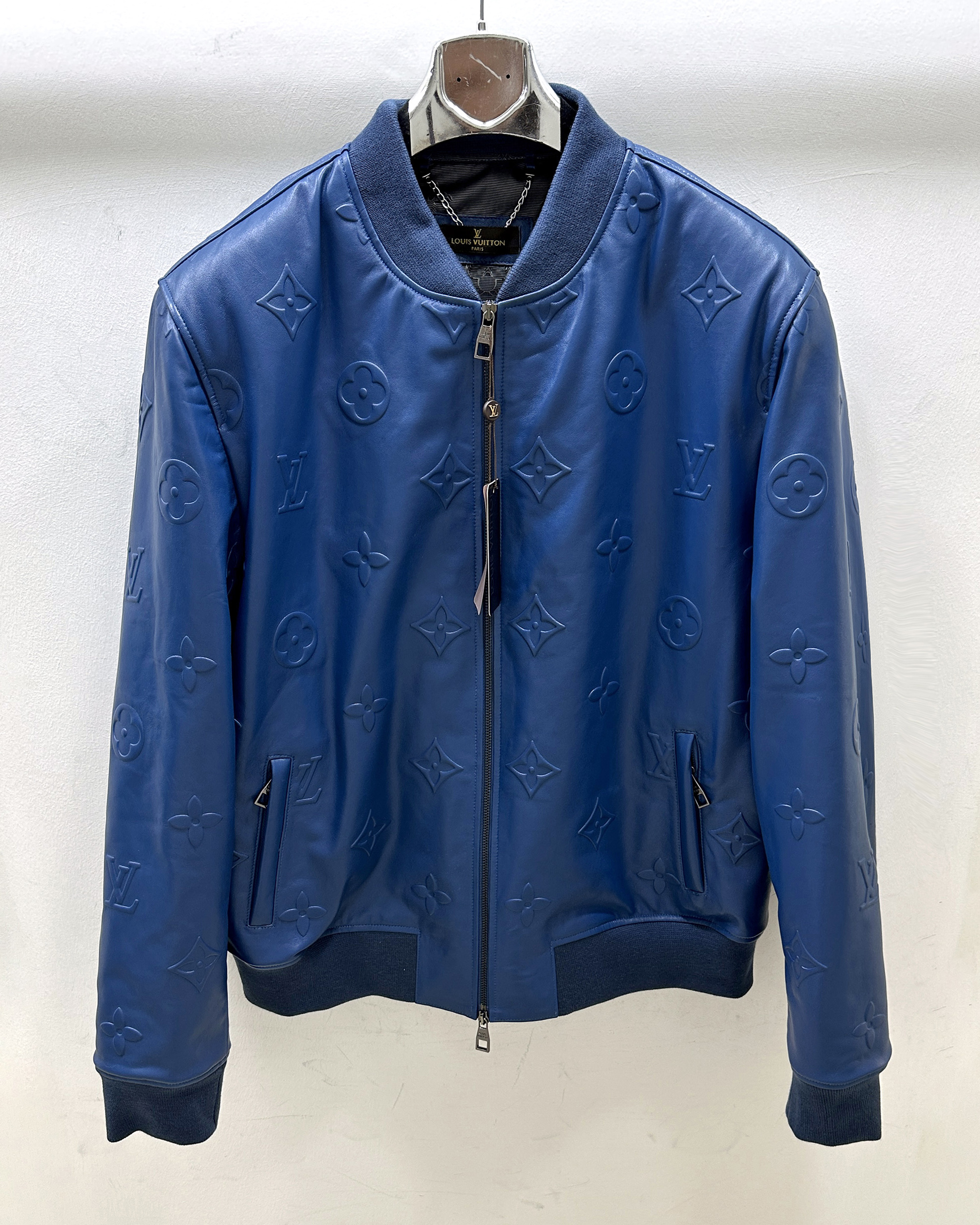 Louis Vuitton Blue Monogram Leather Jacket - Leather Guys