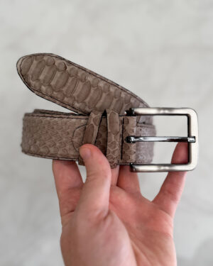 Brown Blue Beige Nubuck Python Leather Belts