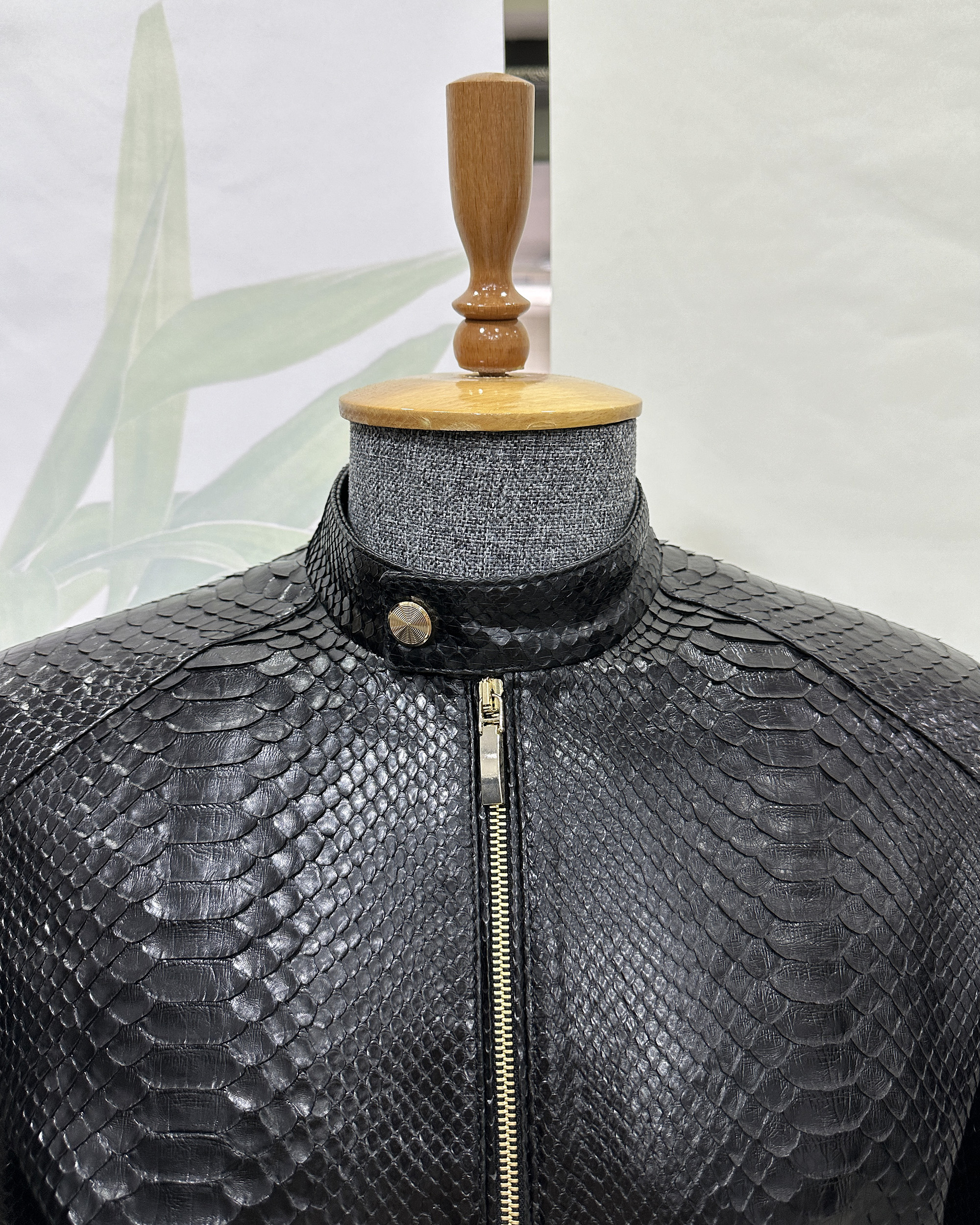 Black Python Leather Moto Jacket - Leather Guys