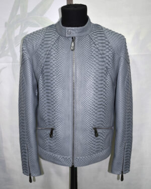 Philipp Plein Grey Nubuck Python Leather Jacket