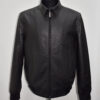 SR Men Black Ostrich Quill Leather Jacket
