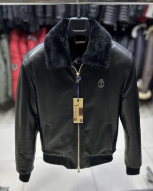 Billionaire Fur Lining Leather Bomber Jacket