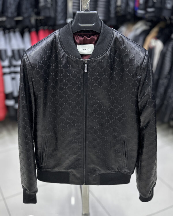 Gucci Monogram Leather Bomber Jacket