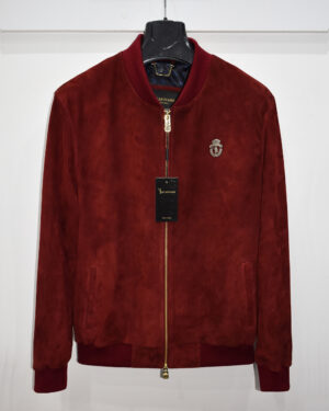 Billionaire Red Premium Suede Bomber Jacket