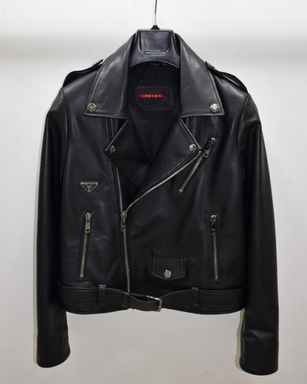 Prada Women's Black Leather Biker Jacket