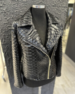 Women's Dragon King Python Leather Biker Jacket
