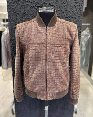 Genuine Crocodile Leather Brown Nubuck Jacket