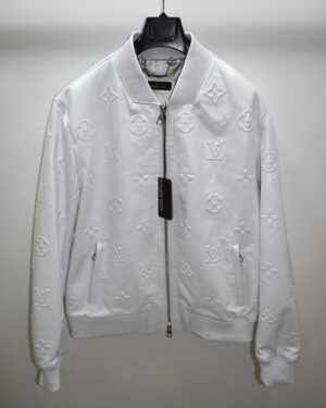 Louis Vuitton White Monogram Leather Bomber Jacket
