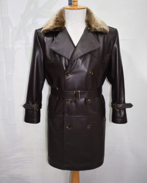 Brunello Cucinelli Shearling Collar Leather Trenchcoat